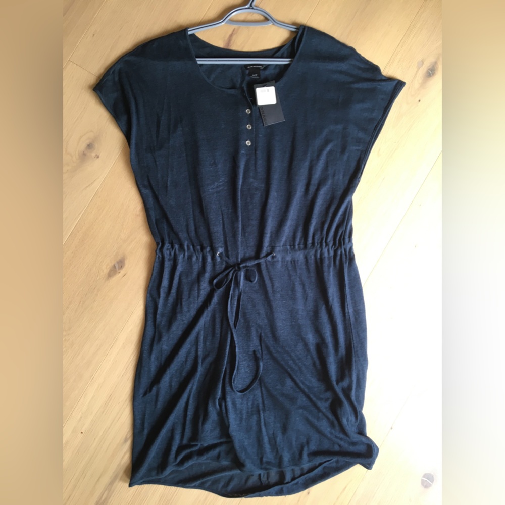 BNWT Club Monaco linen navy Elizabeth draw-string summer dress XS swimsuit cover